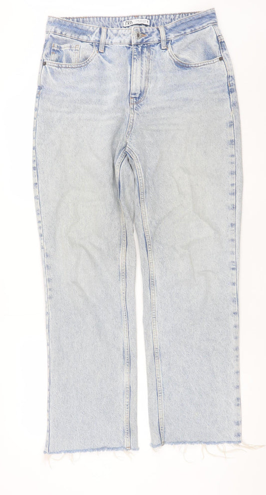 Womens UK Size 12 Zara Regular Fit Straight Blue Jeans