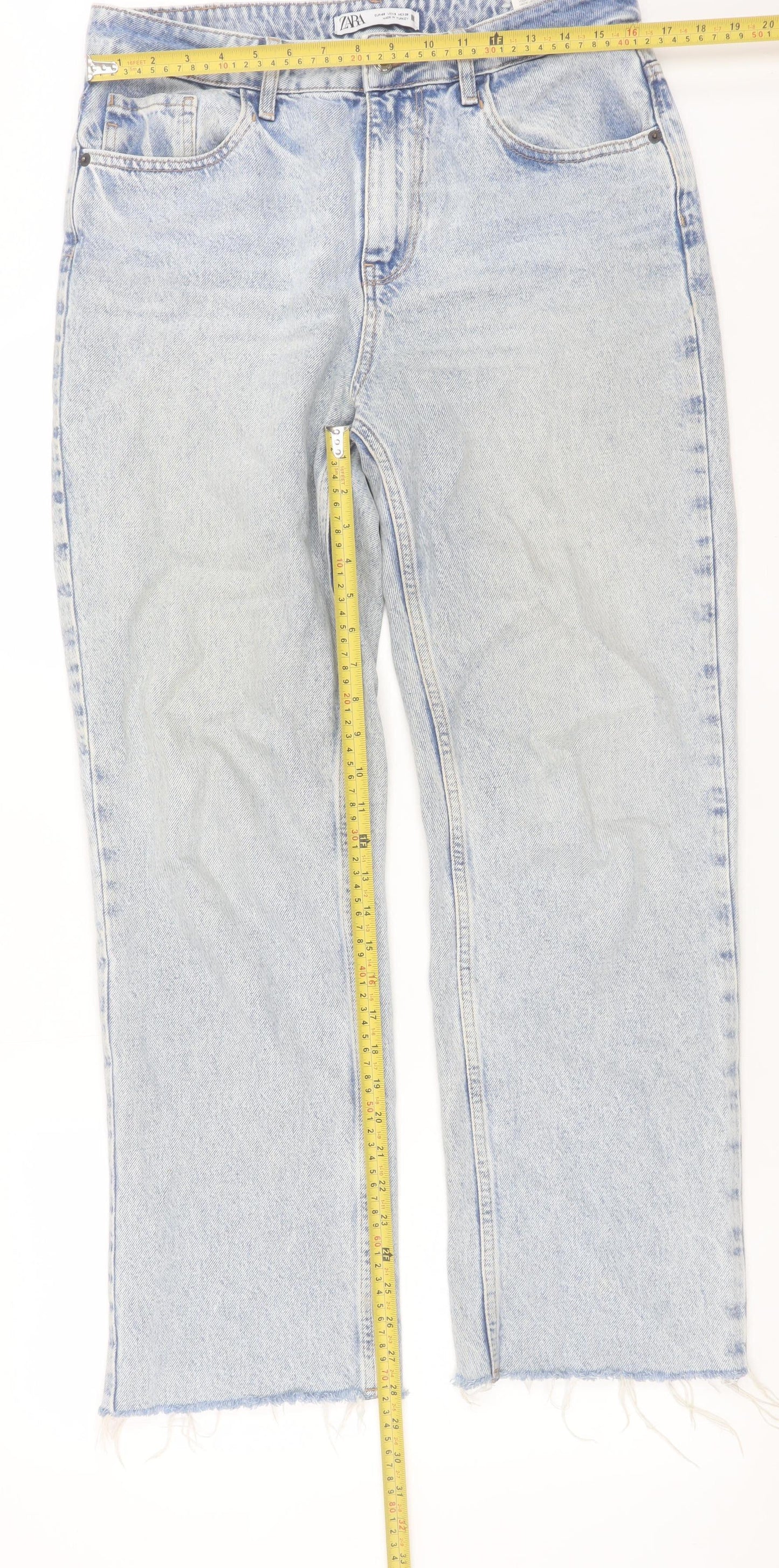 Womens UK Size 12 Zara Regular Fit Straight Blue Jeans