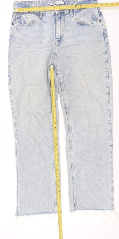 Womens UK Size 12 Zara Regular Fit Straight Blue Jeans