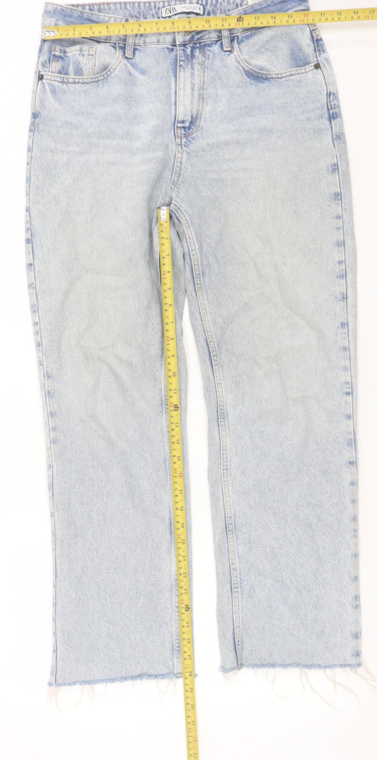 Womens UK Size 12 Zara Regular Fit Straight Blue Jeans