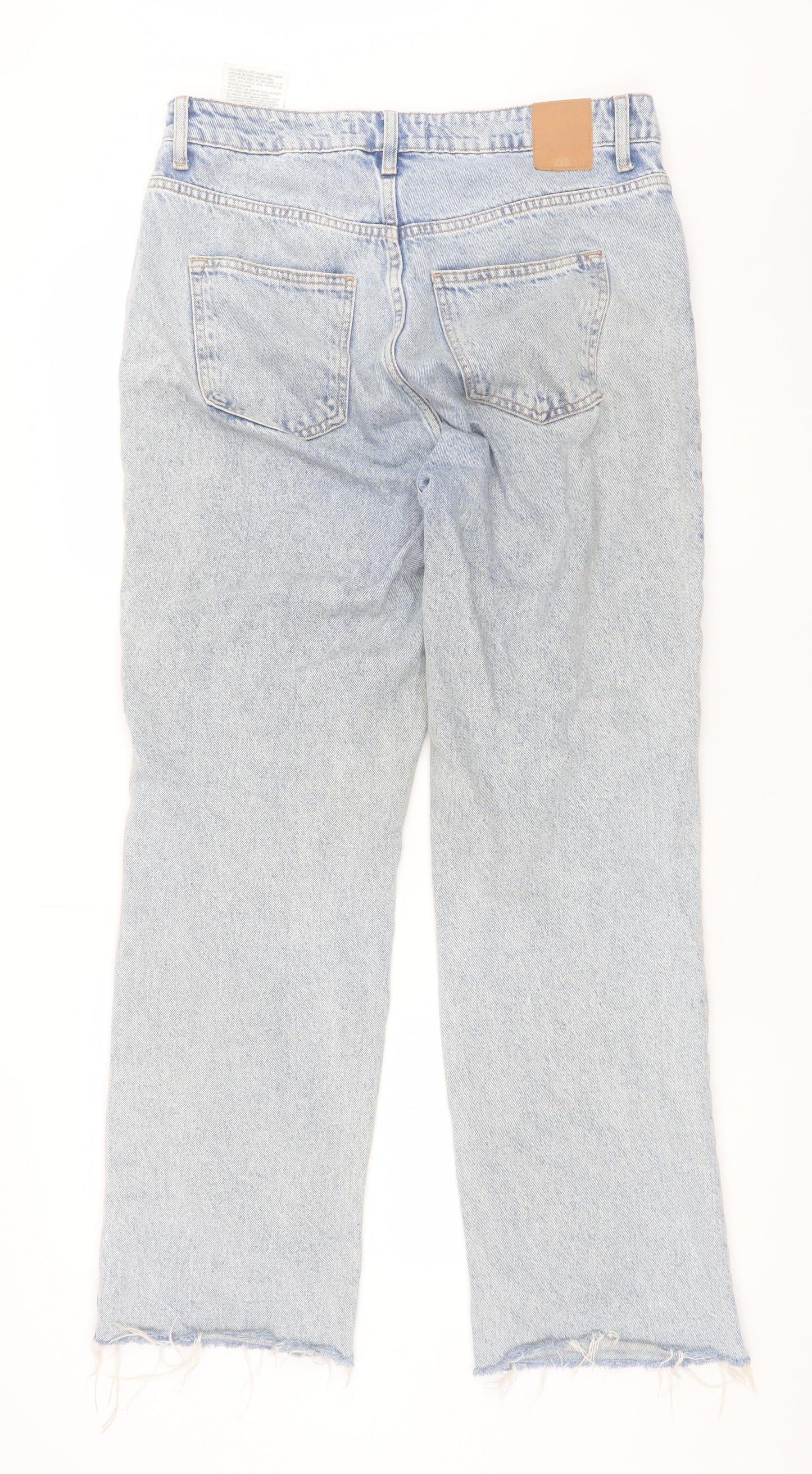 Womens UK Size 12 Zara Regular Fit Straight Blue Jeans