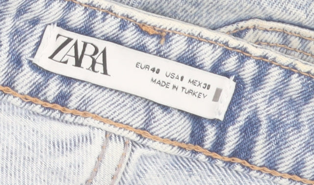 Womens UK Size 12 Zara Regular Fit Straight Blue Jeans