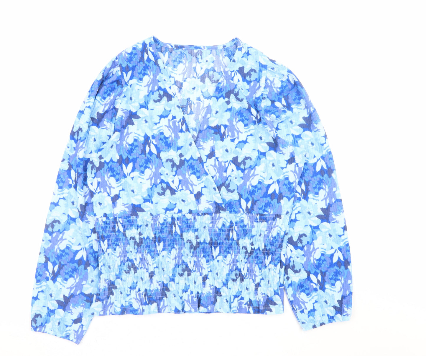 Womens UK Size 14 Gallery Blue Wrap Blouse