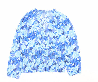 Womens UK Size 14 Gallery Blue Wrap Blouse