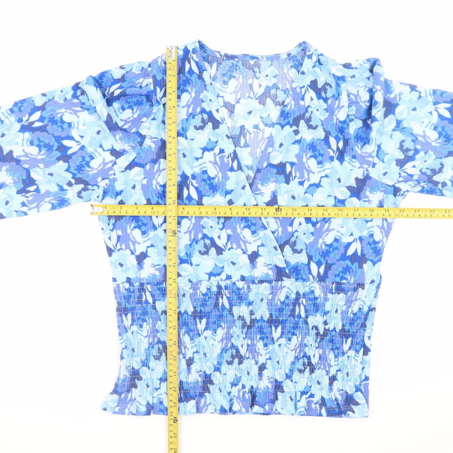 Womens UK Size 14 Gallery Blue Wrap Blouse