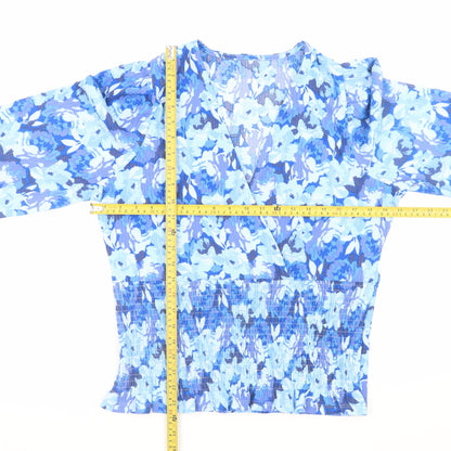 Womens UK Size 14 Gallery Blue Wrap Blouse