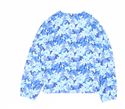 Womens UK Size 14 Gallery Blue Wrap Blouse