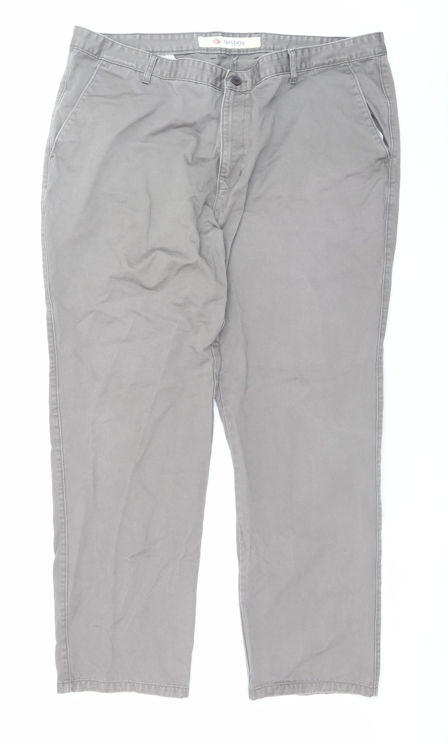 Mens UK Size 44 Destiny Regular Fit Chino Grey Trousers