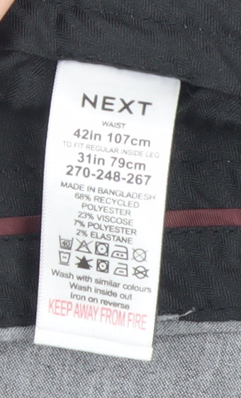 Mens UK Size 42 NEXT Regular Fit Dress Pants Grey Trousers