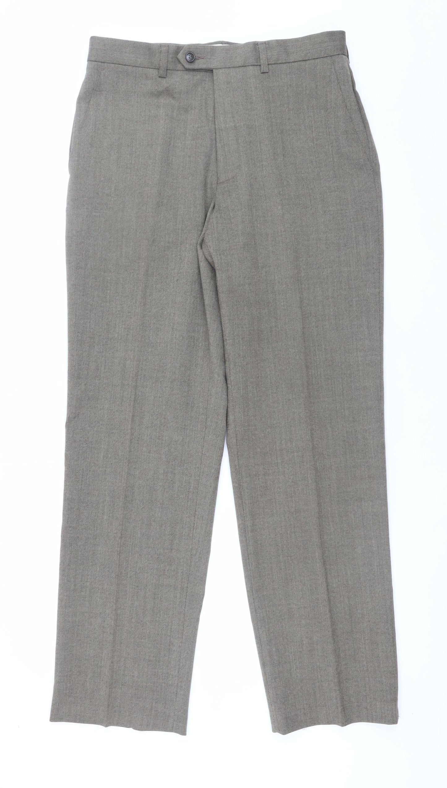 Mens UK Size 32/31 Marks and Spencer Regular Fit Dress Pants Beige Trousers
