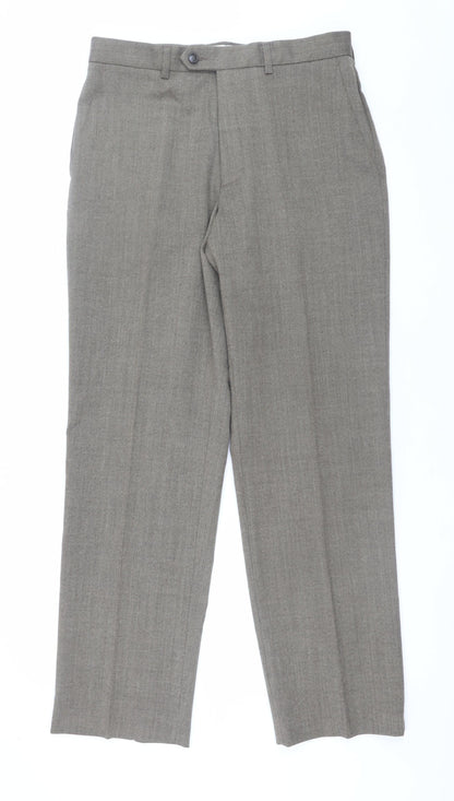 Mens UK Size 32/31 Marks and Spencer Regular Fit Dress Pants Beige Trousers