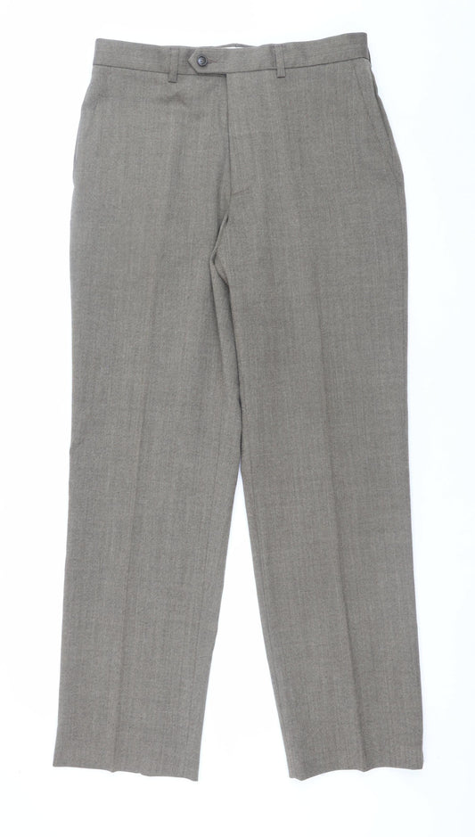 Mens UK Size 32/31 Marks and Spencer Regular Fit Dress Pants Beige Trousers
