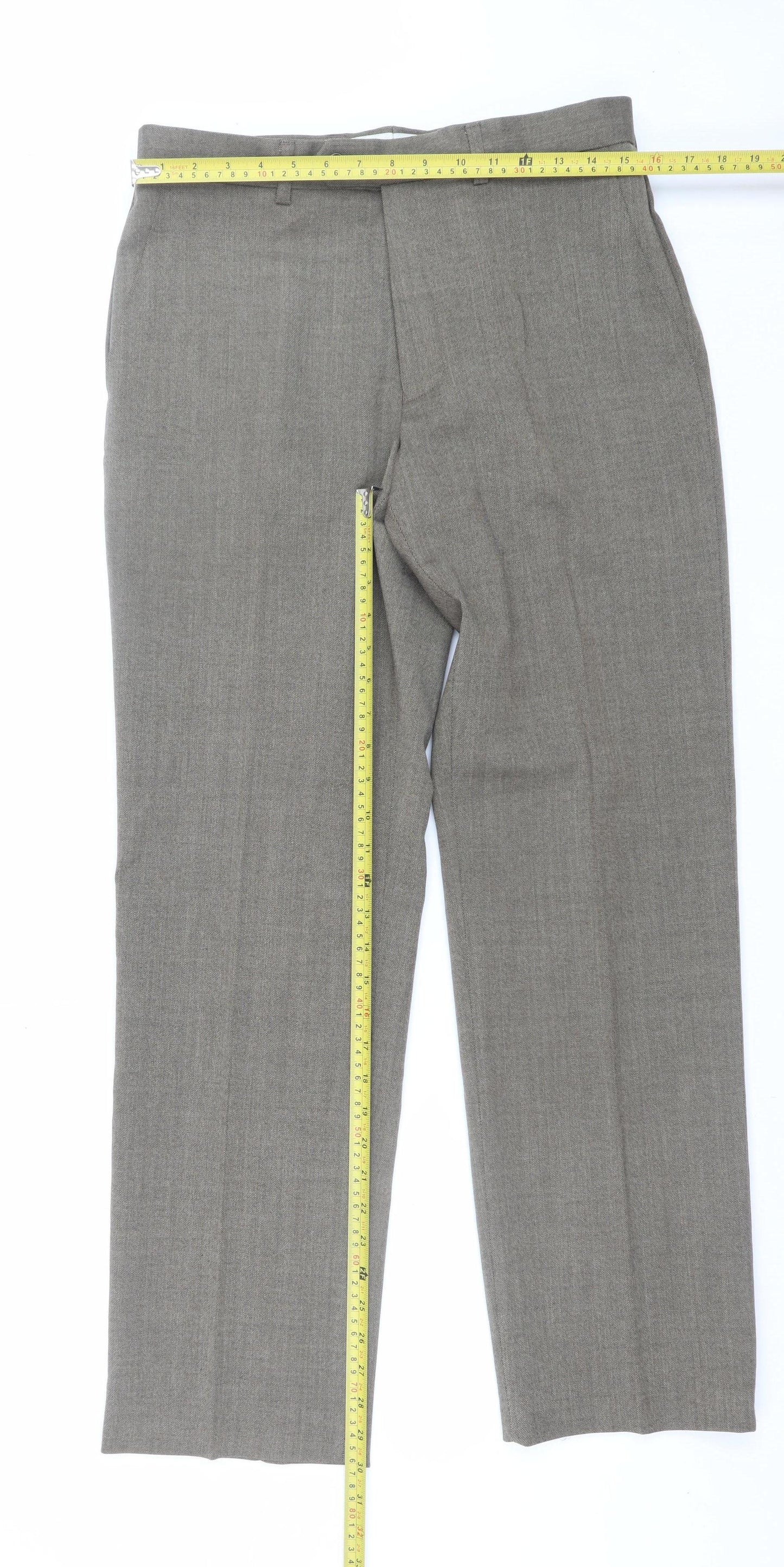 Mens UK Size 32/31 Marks and Spencer Regular Fit Dress Pants Beige Trousers
