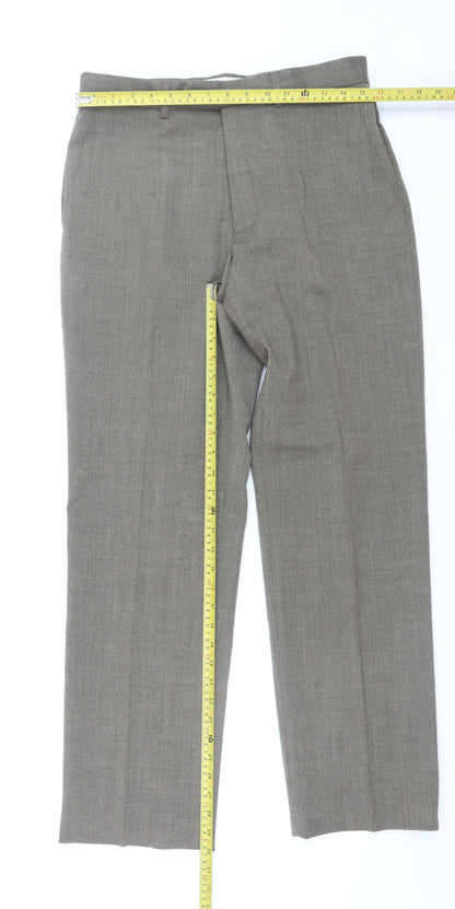 Mens UK Size 32/31 Marks and Spencer Regular Fit Dress Pants Beige Trousers