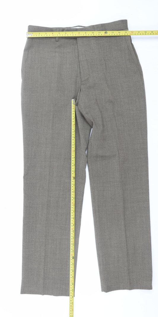 Mens UK Size 32/31 Marks and Spencer Regular Fit Dress Pants Beige Trousers
