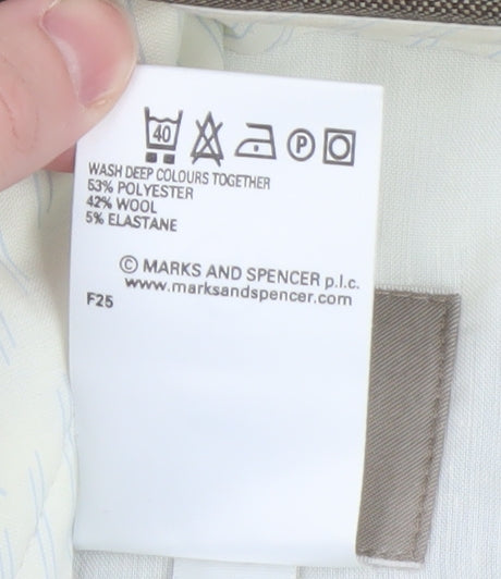 Mens UK Size 32/31 Marks and Spencer Regular Fit Dress Pants Beige Trousers
