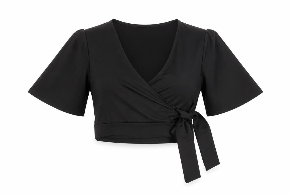 Womens UK Size 8 New Look Black Wrap Blouse