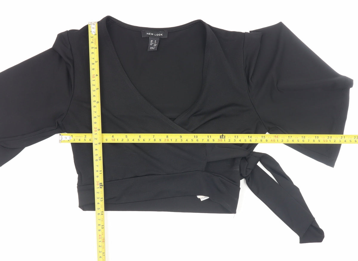 Womens UK Size 8 New Look Black Wrap Blouse