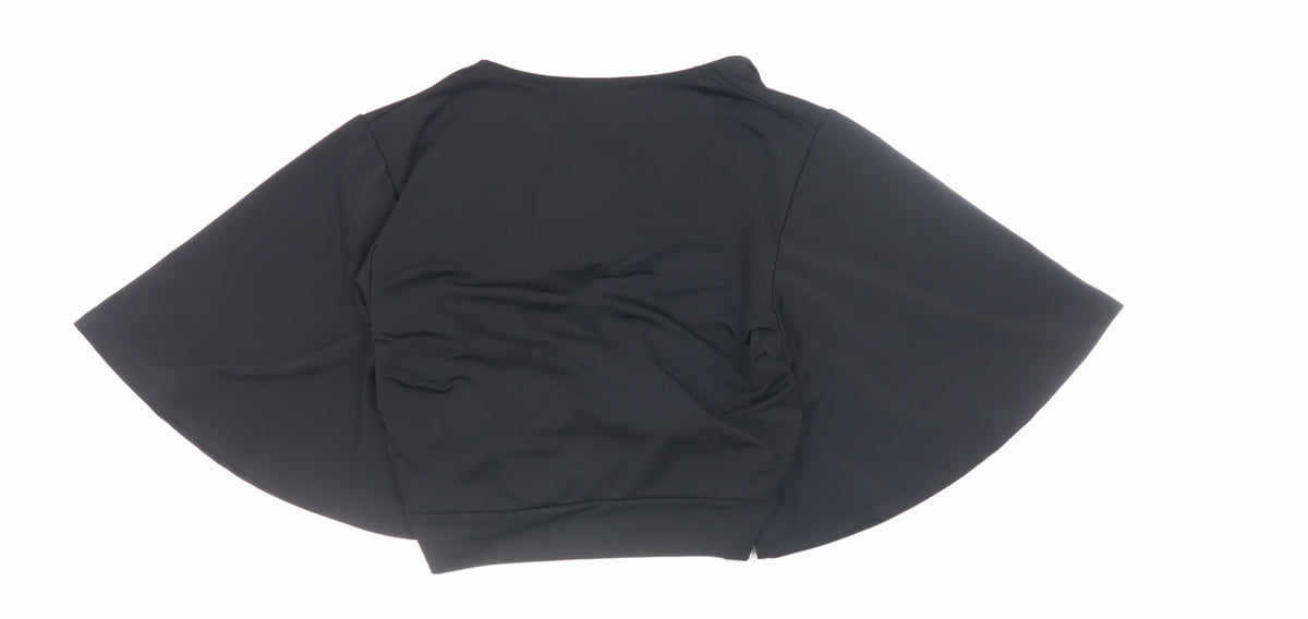Womens UK Size 8 New Look Black Wrap Blouse