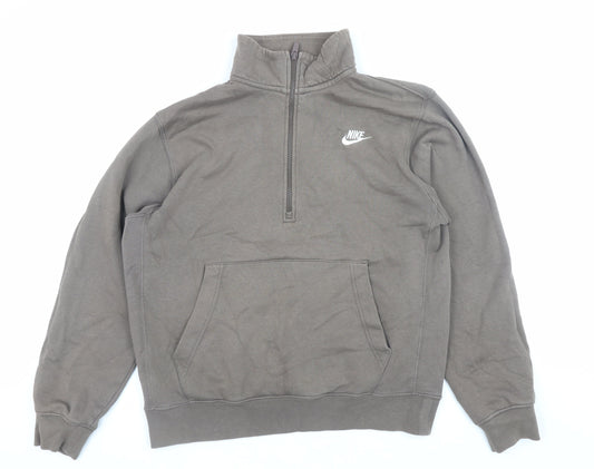 Mens UK Size S Nike Brown 1/2 Zip Sweatshirt