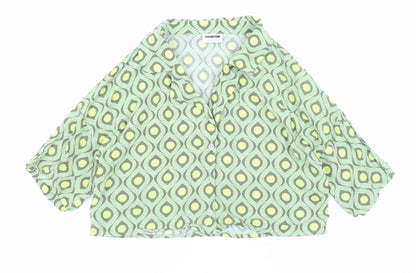 Womens UK Size M Noisy may Green Cropped Button-Up
