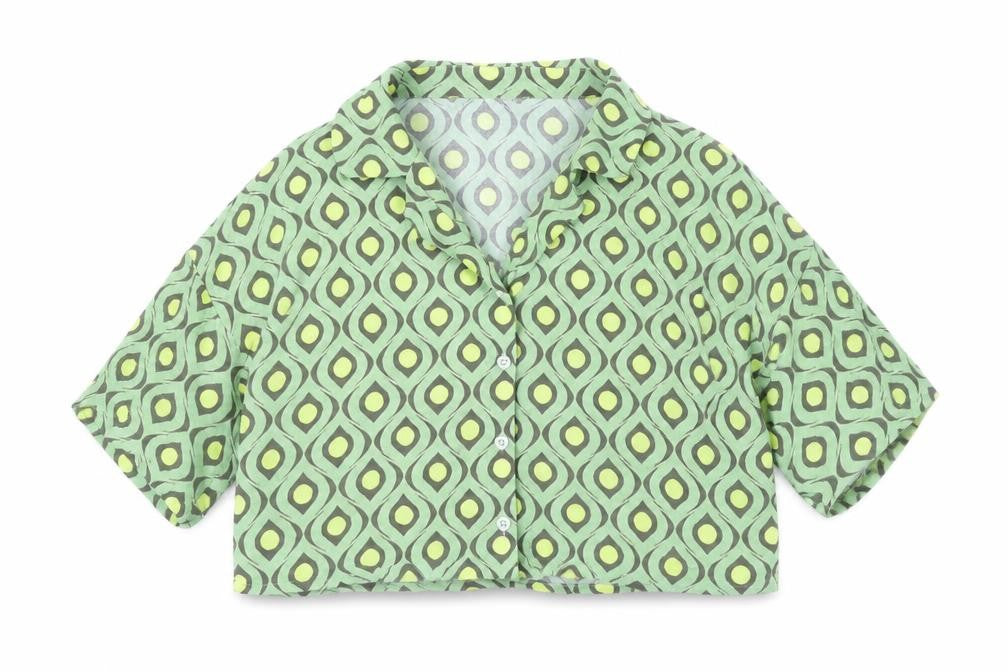 Womens UK Size M Noisy may Green Cropped Button-Up