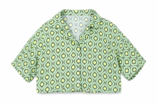 Womens UK Size M Noisy may Green Cropped Button-Up