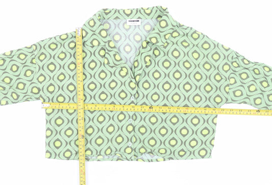 Womens UK Size M Noisy may Green Cropped Button-Up