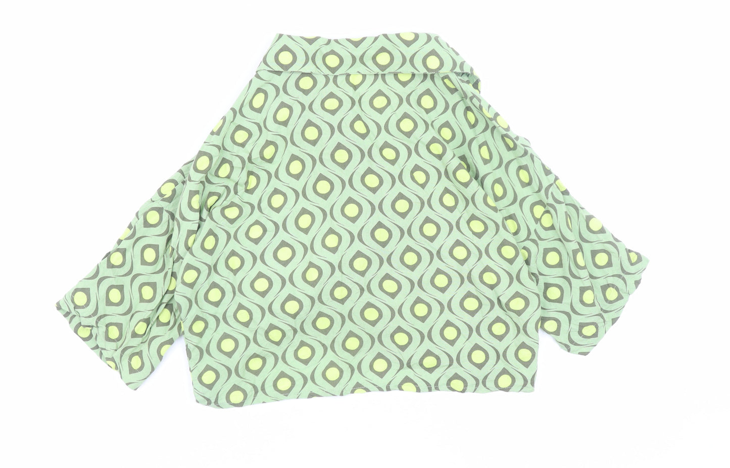 Womens UK Size M Noisy may Green Cropped Button-Up