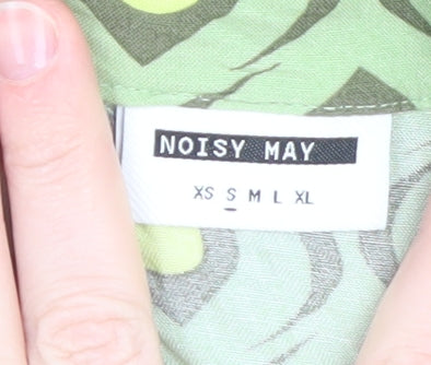 Womens UK Size M Noisy may Green Cropped Button-Up