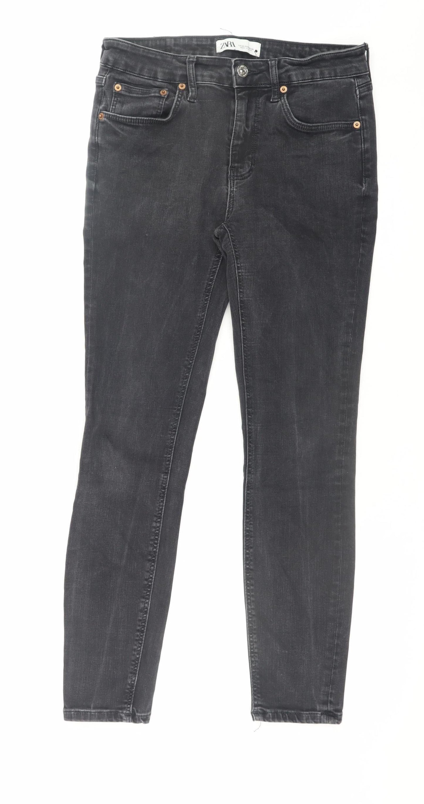 Womens UK Size 12 Zara Slim Fit Skinny Black Jeans