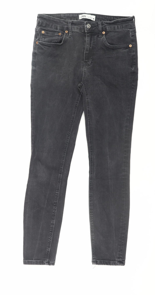 Womens UK Size 12 Zara Slim Fit Skinny Black Jeans
