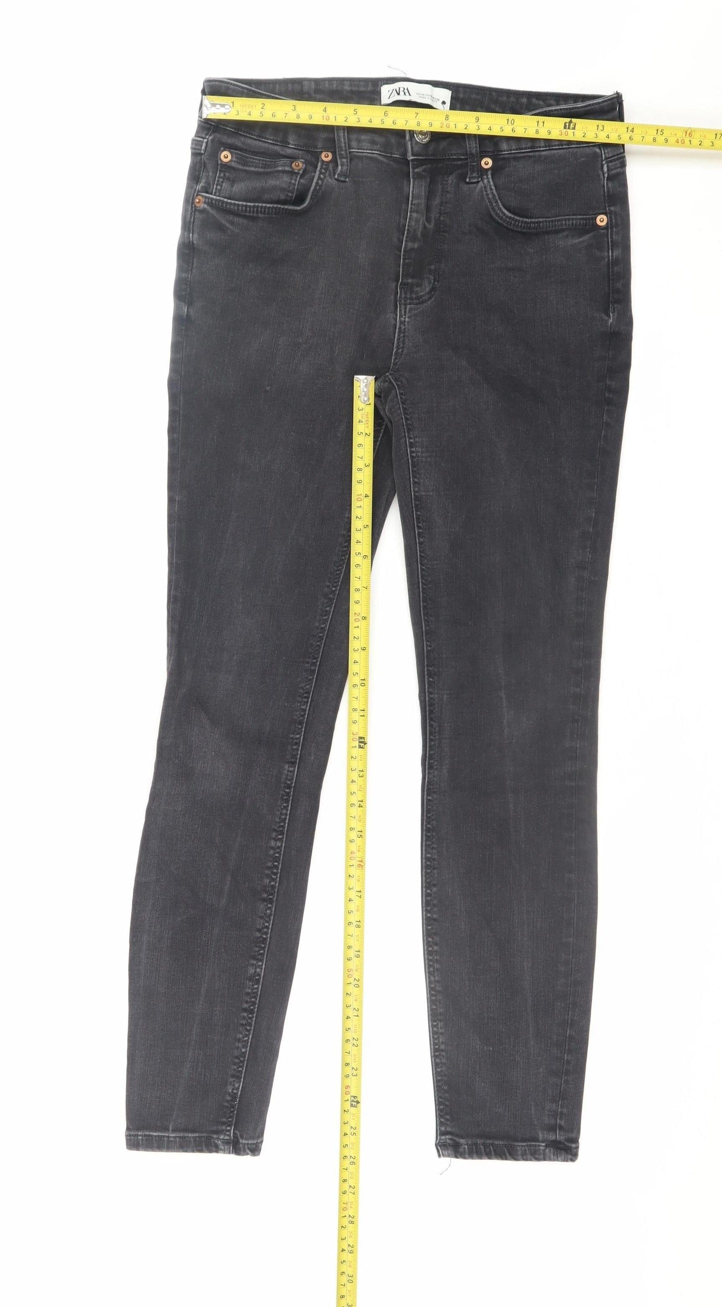 Womens UK Size 12 Zara Slim Fit Skinny Black Jeans