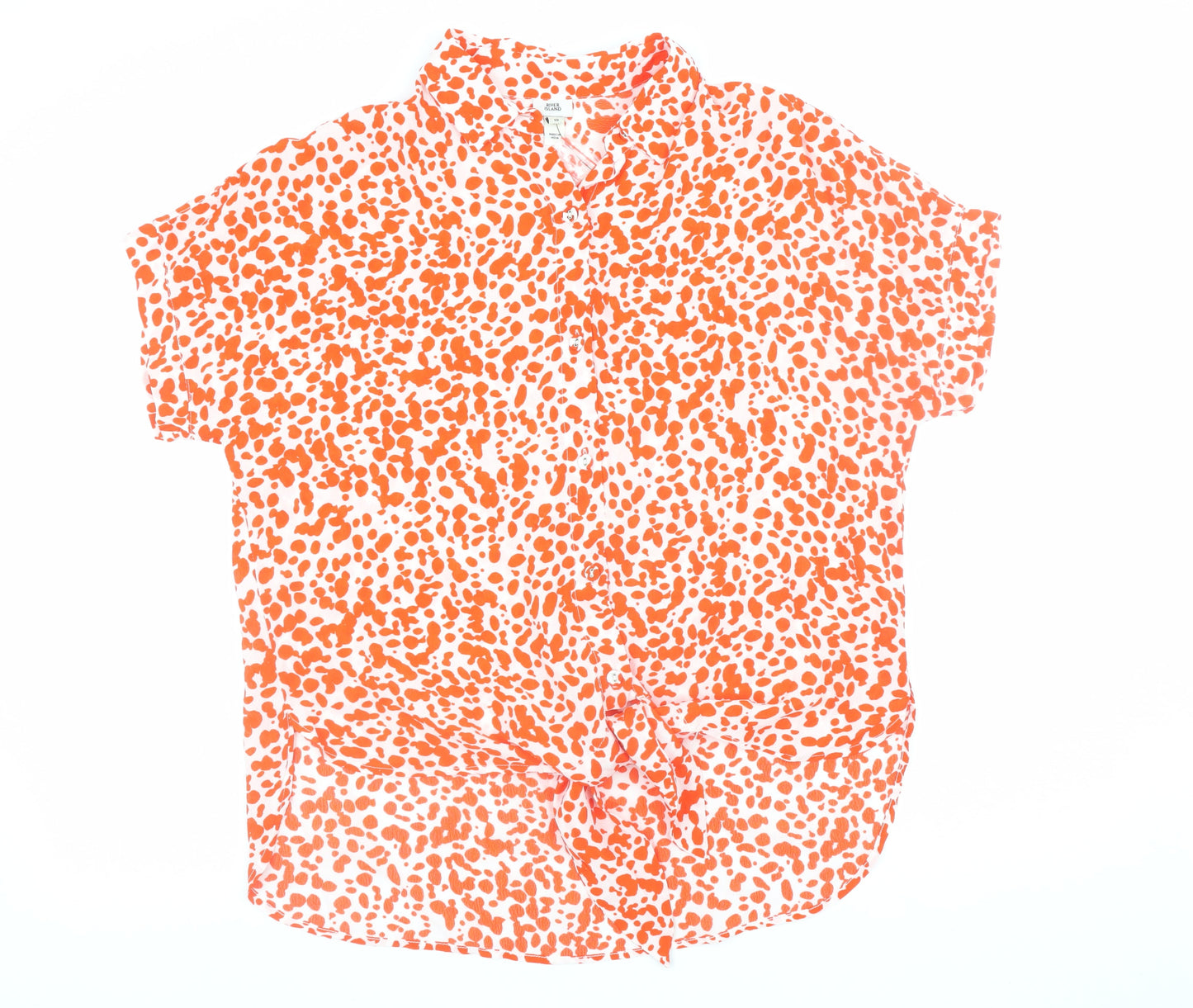 Womens UK Size 10 River Island Orange Blouse Button-Up