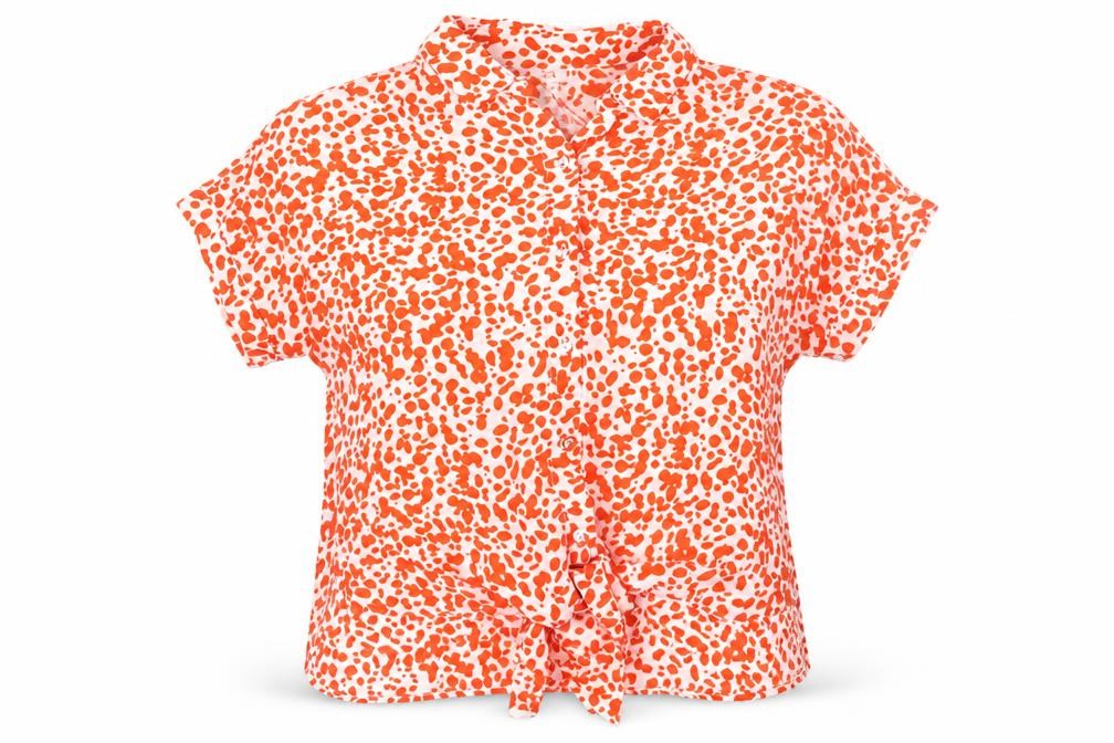 Womens UK Size 10 River Island Orange Blouse Button-Up