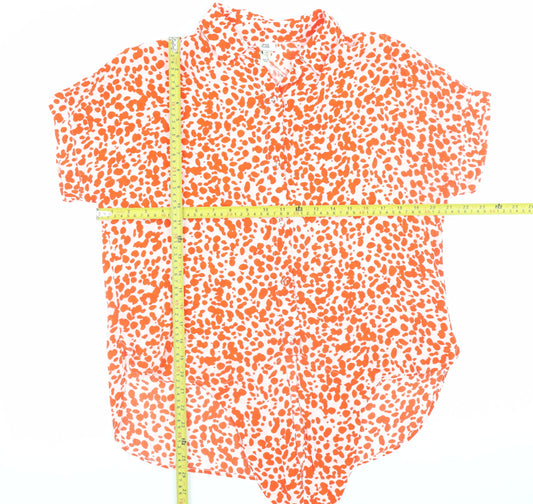 Womens UK Size 10 River Island Orange Blouse Button-Up