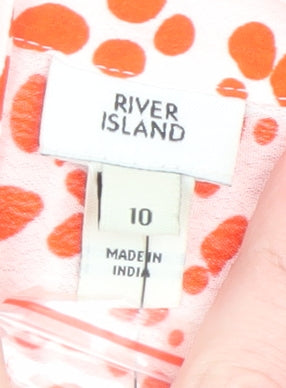 Womens UK Size 10 River Island Orange Blouse Button-Up