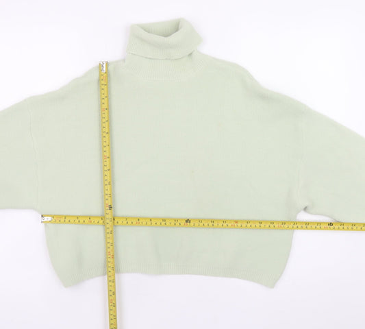 Bershka Women Green Roll Neck Knit Jumper Size 8