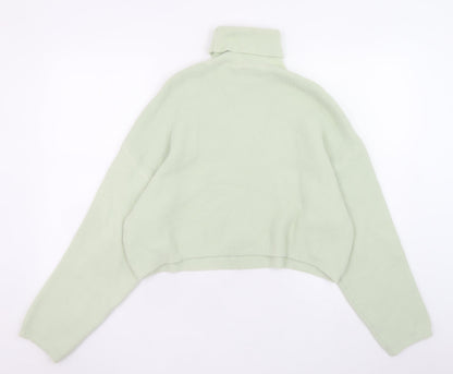 Bershka Women Green Roll Neck Knit Jumper Size 8