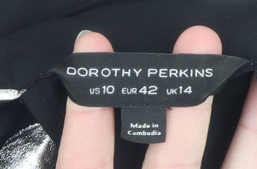 Womens UK Size 14 Dorothy Perkins Black Tunic Blouse