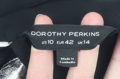 Womens UK Size 14 Dorothy Perkins Black Tunic Blouse