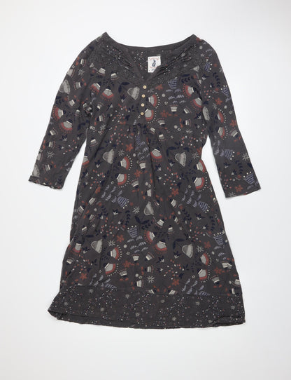 MandM Direct Women’s Grey Floral Jersey Shift Dress Size 12