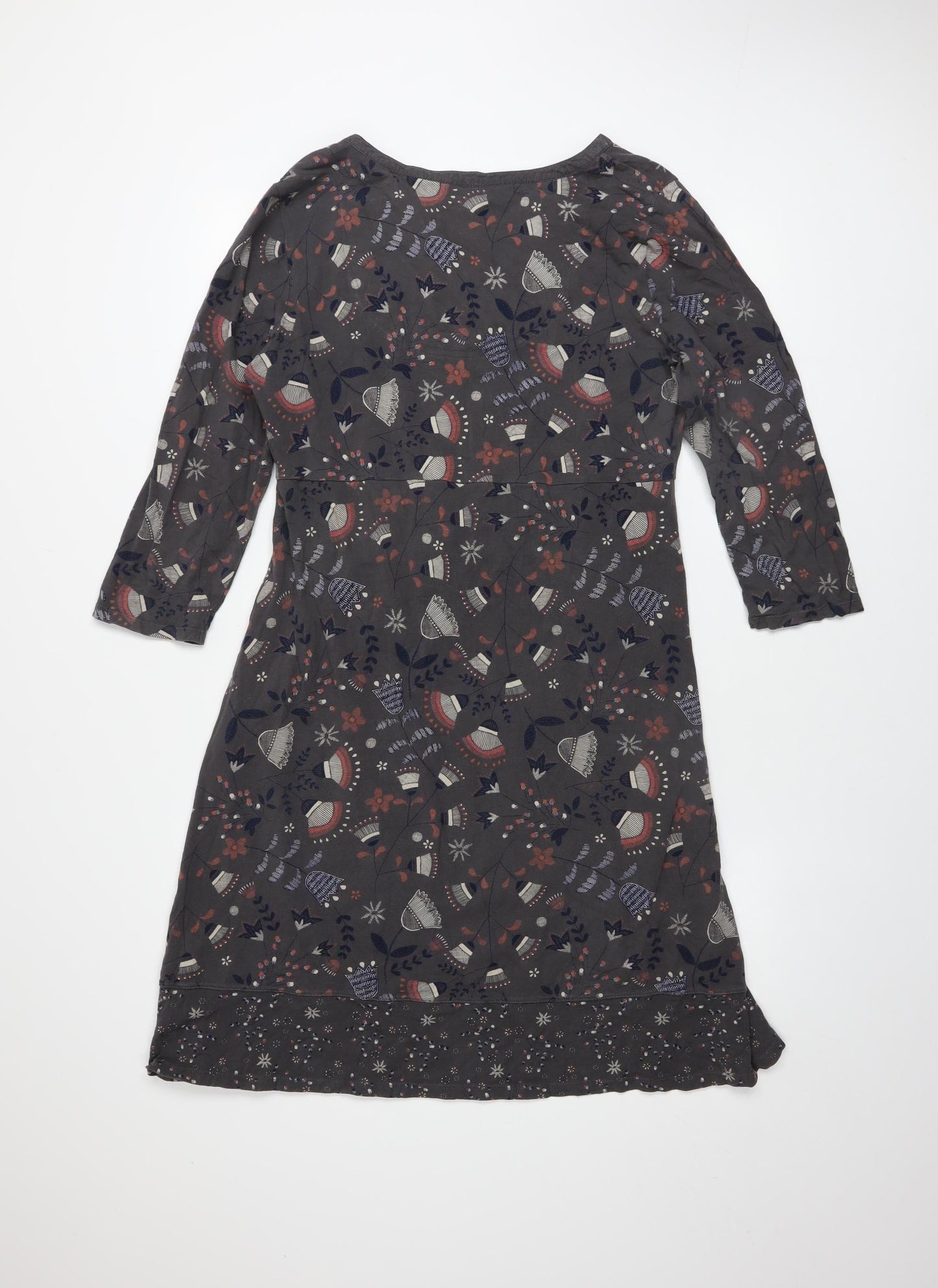 MandM Direct Women’s Grey Floral Jersey Shift Dress Size 12