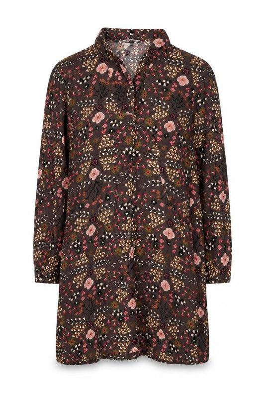 Nomads Women Brown Floral Viscose Shift Dress Size 12
