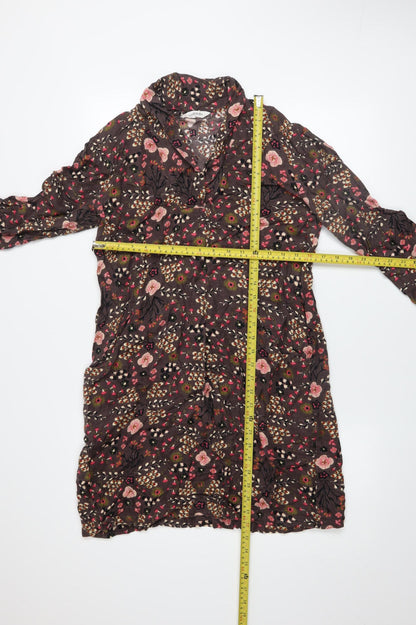 Nomads Women Brown Floral Viscose Shift Dress Size 12