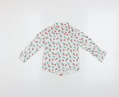 Mini Rebel Boys White Christmas Reindeer Button-Up Cotton Shirt 18-24 Months