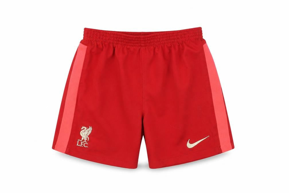 Front view of Nike boys’ red liverpool fc xl athletic shorts 122-128cm polyester