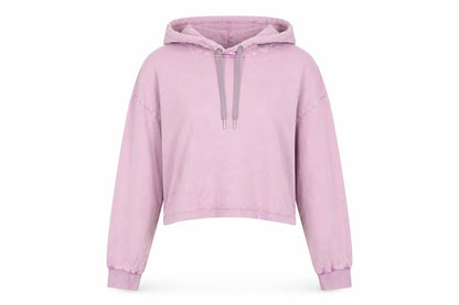 Front view of ASOS Design Women’s Pink Crop Hoodie UK 6 Petite 100% Cotton