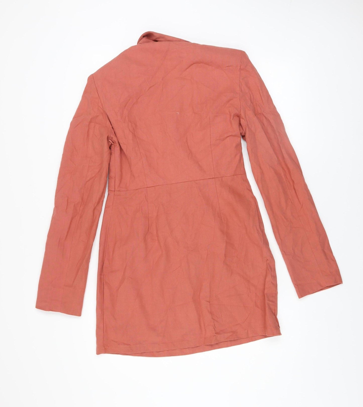 Boohoo Womens Brown Blazer Dress Size 12 Long Sleeve Cotton