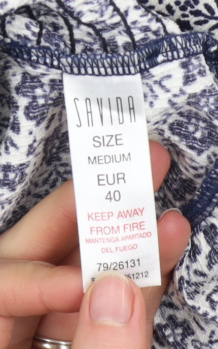 Womens UK Size 12 Savida Blue Tunic Blouse